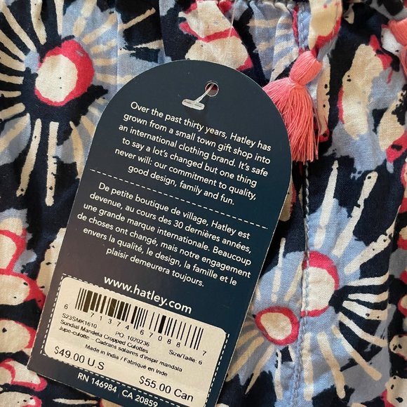 Hatley Sundial Mandala Cropped Culottes NWT, Size 6 - Picture 6 of 7